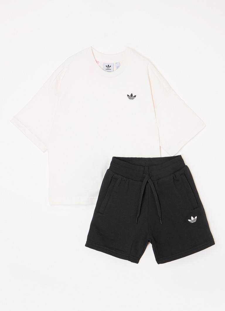 Adidas - Set van T-shirt met korte joggingbroek 2-delig - Gebroken wit