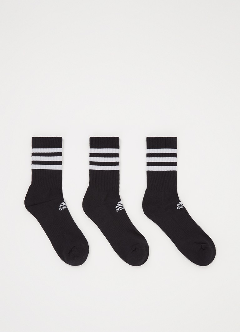 adidas - Sokken met logo in 3-pack - Zwart