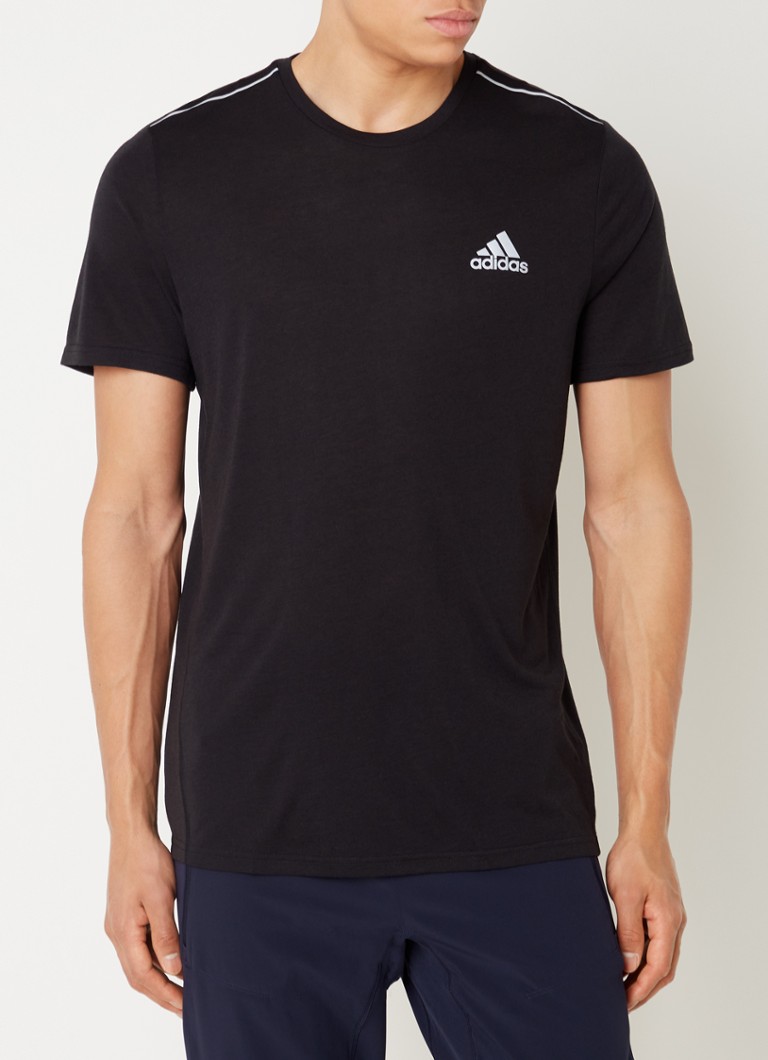 adidas - Trainings T-shirt in wolblend met logo - Zwart