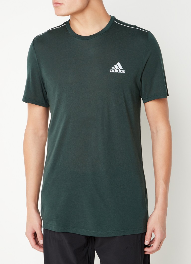 adidas - Trainings T-shirt in wolblend met logo - Donkergroen