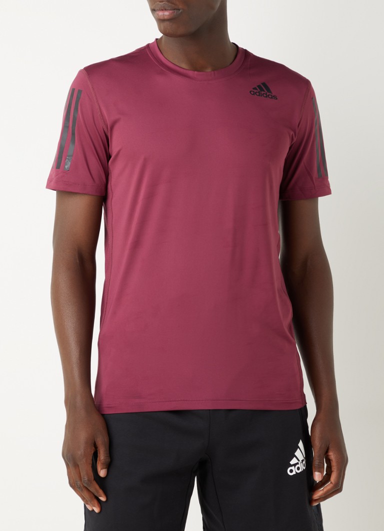 adidas - Trainings T-shirt met logoprint - Bordeauxrood
