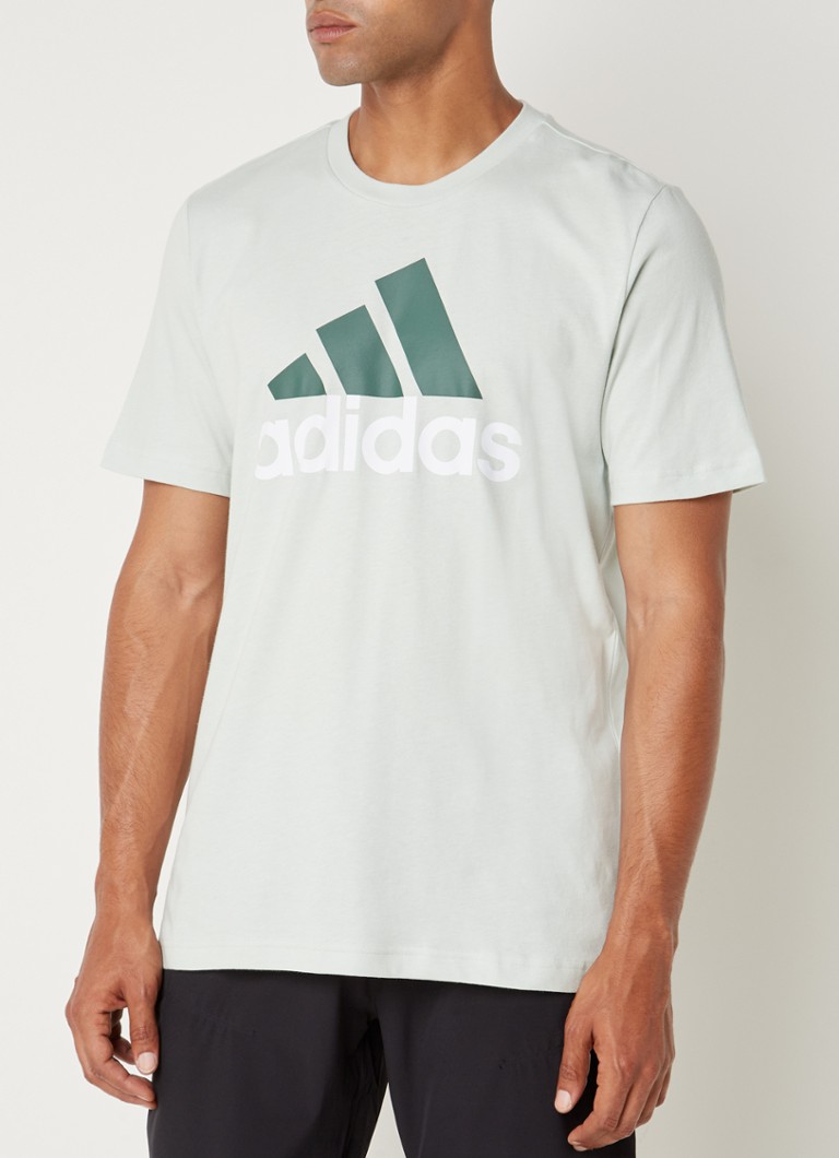 adidas - Trainings T-shirt met logoprint - Lindegroen