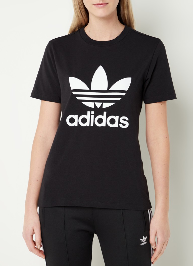 adidas - Trainings T-shirt met logoprint - Zwart