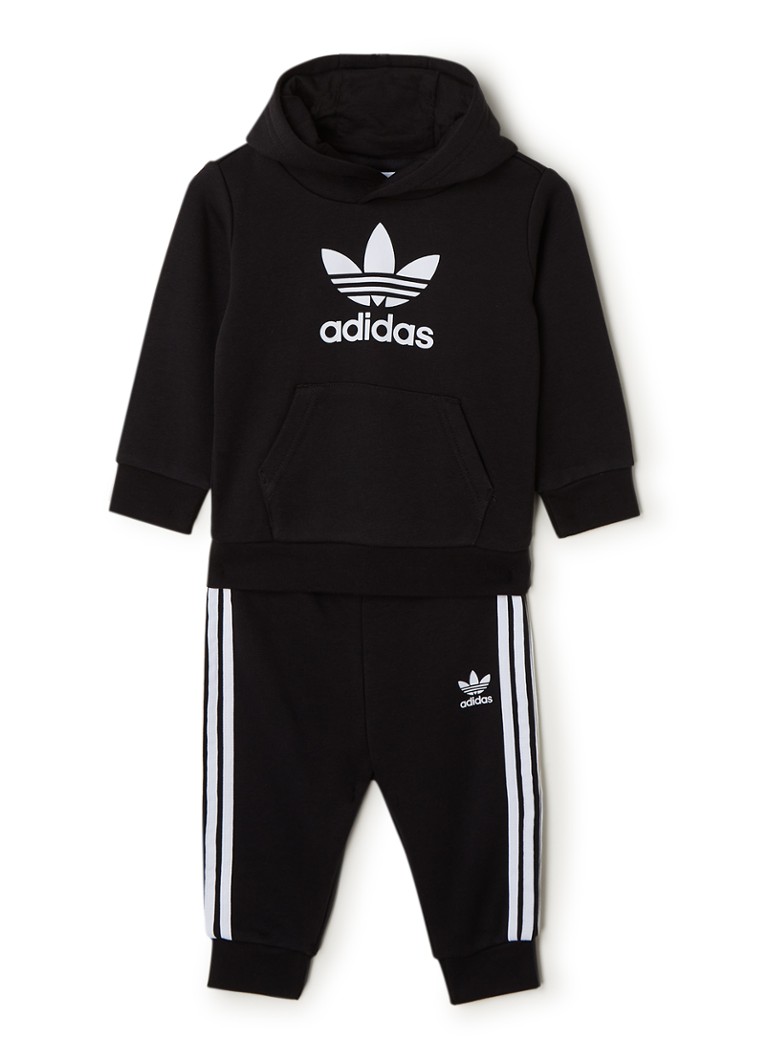 adidas - Trefoil babyset met hoodie en joggingbroek - Zwart