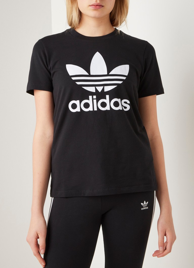 adidas - Trefoil T-shirt met logoprint - Zwart