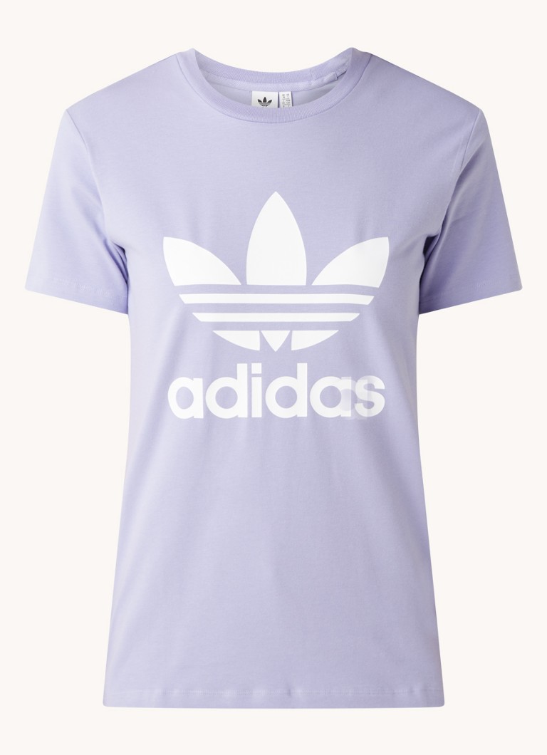 adidas - Trefoil trainings T-shirt met logoprint - Lichtpaars
