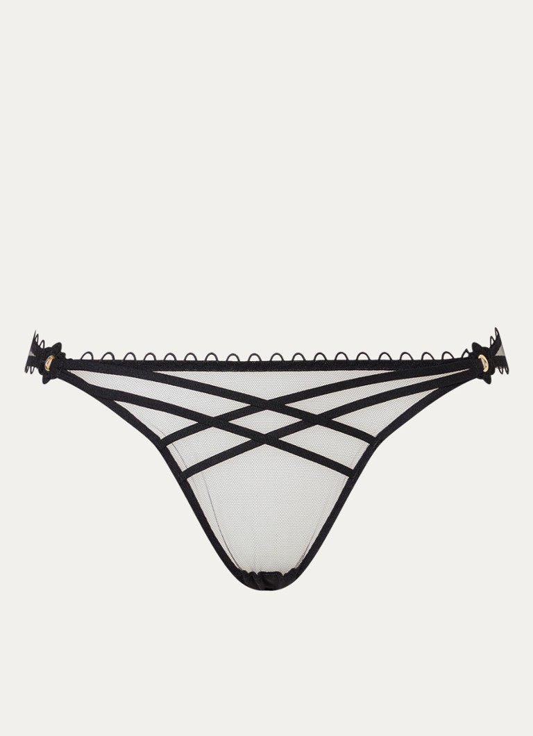 Agent Provocateur - Doretta slip van mesh met cut-out detail en kant - Zwart