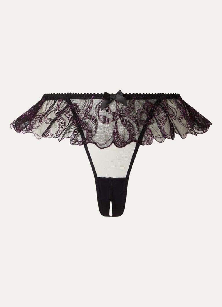 Agent Provocateur - Louella ouvert string van mesh met lurex - Zwart