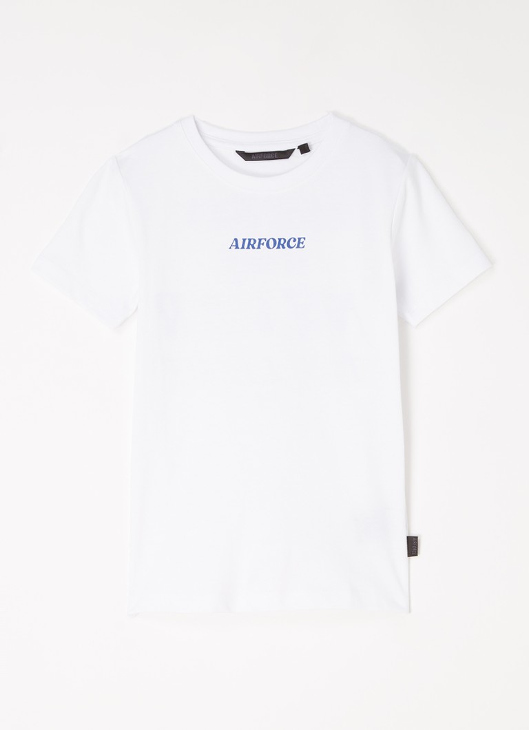 Airforce - T-shirt met logo- en backprint - Wit