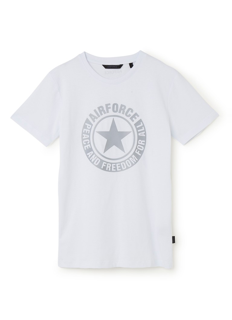 Airforce - T-shirt met reflecterende logo-applicatie - Wit