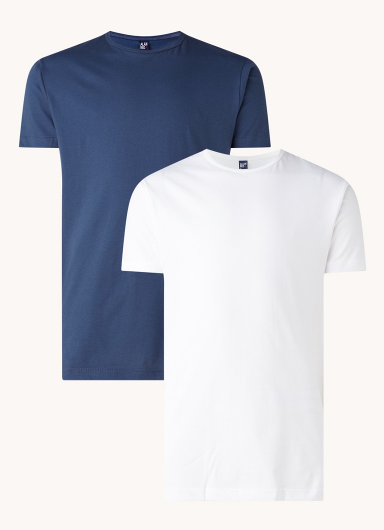 Alan Red - Derby T-shirt van katoen in 2-pack - Wit