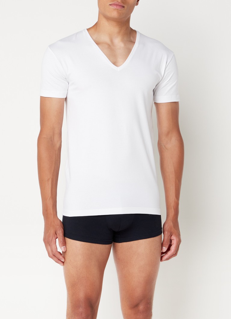 Twinkelen royalty Lui Alan Red Nov body fit T-shirt met V-hals in 2-pack • Wit • de Bijenkorf