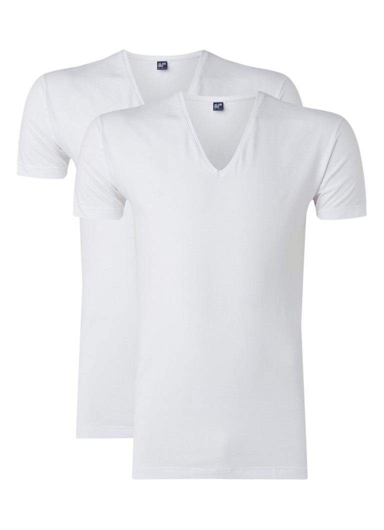 Alan Red - Nov body fit T-shirt met V-hals in 2-pack - Wit