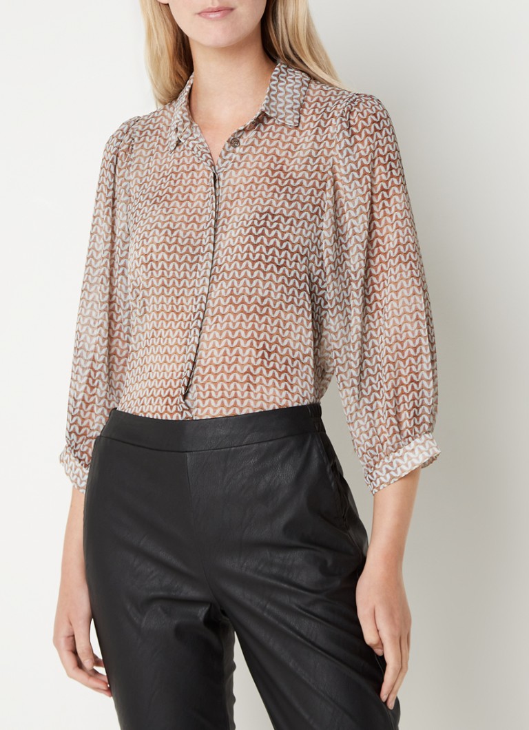 alchemist - Chelsea semi-transparante blouse met grafische print - Bruin