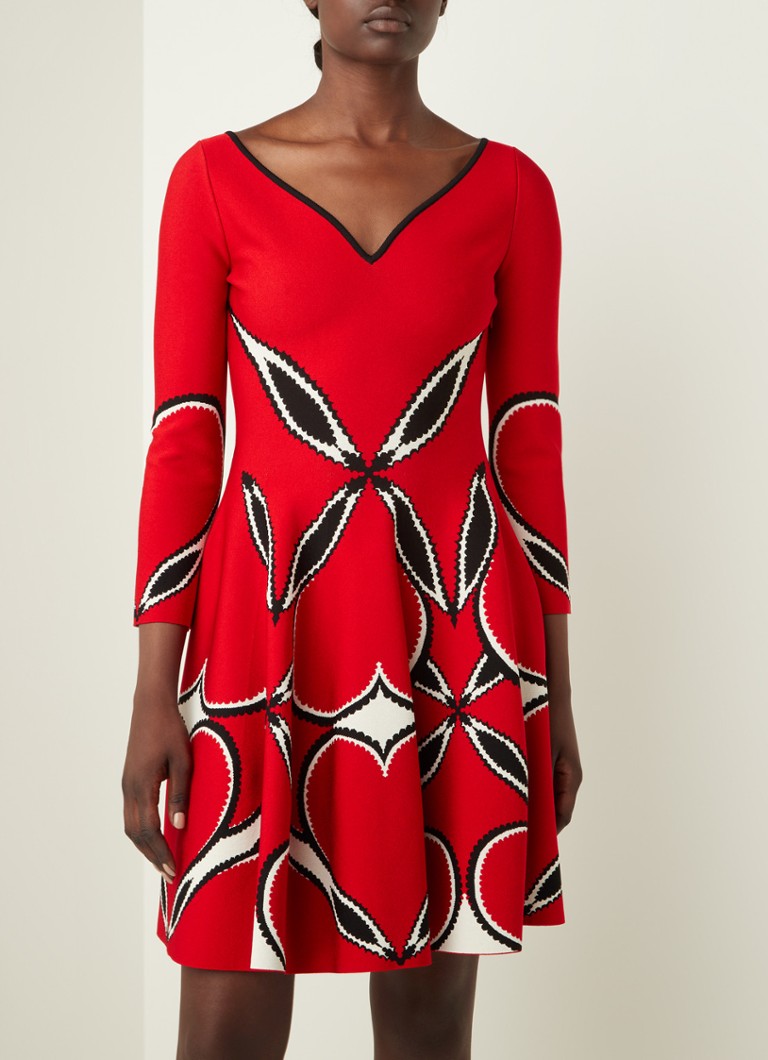 Ambassadeur wij roestvrij Alexander McQueen Mini jurk met ingebreid patroon • Rood • de Bijenkorf