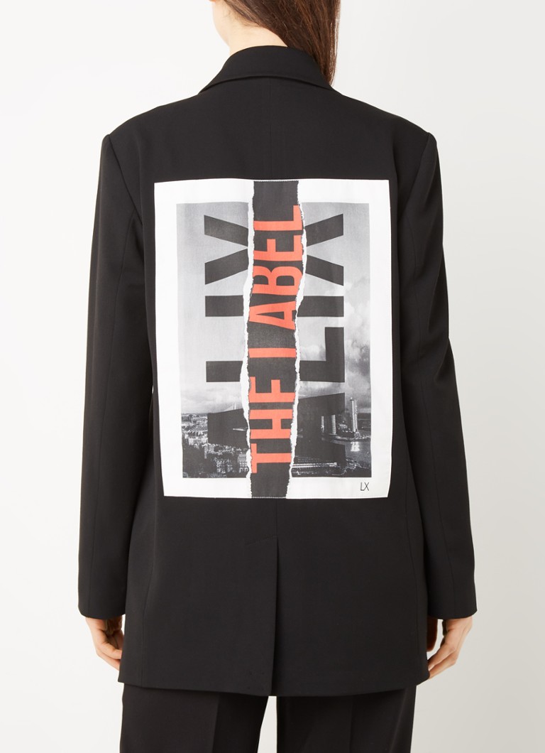 Alix The Label Oversized blazer met backprint • Zwart • de Bijenkorf