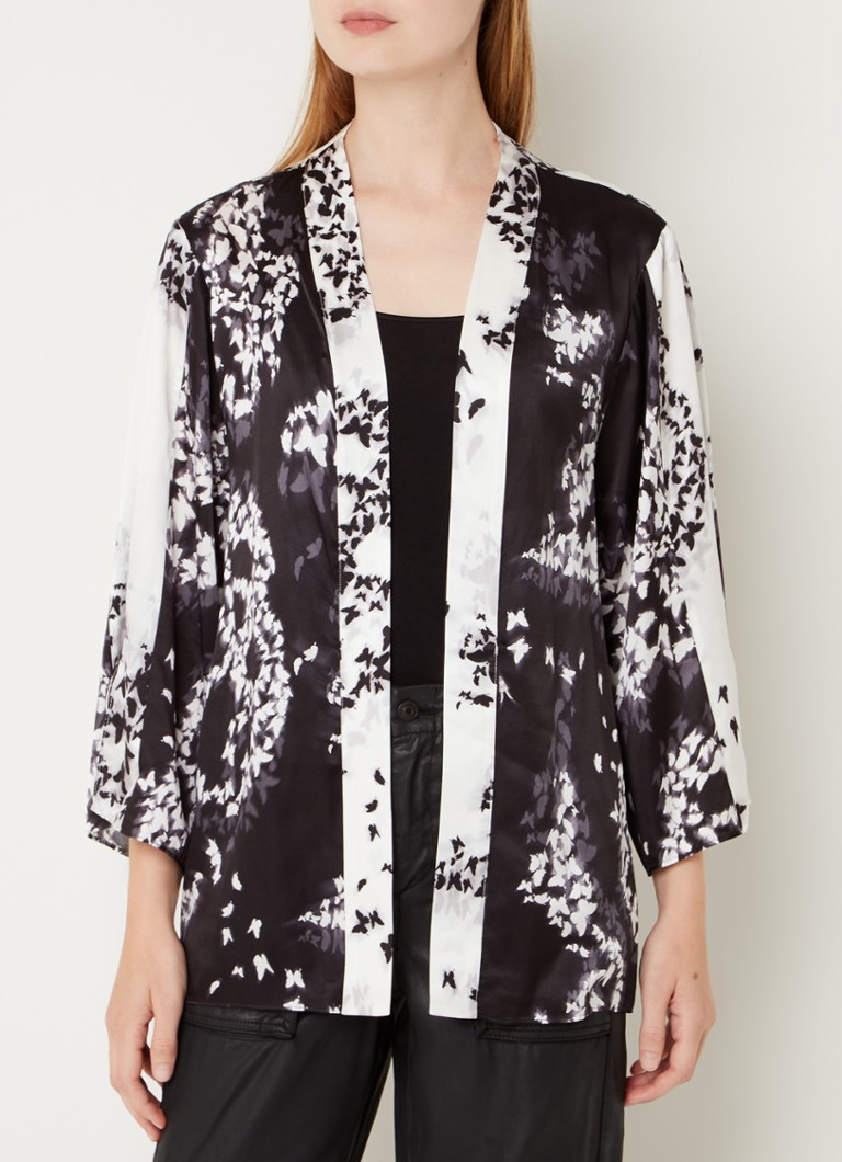 ALLSAINTS - Casi Orsino kimono in zijdeblend met print - Zwart