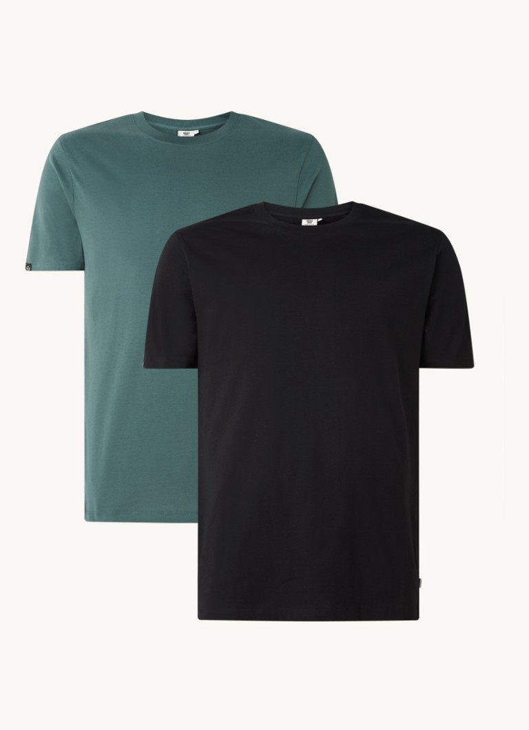 America Today - Eric T-shirts met ronde hals in 2-pack - Zwart