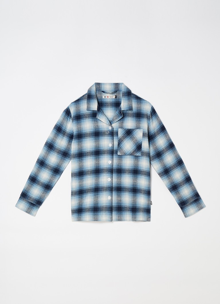 America Today - Labello pyjamatop met ruitdessin - Lichtblauw