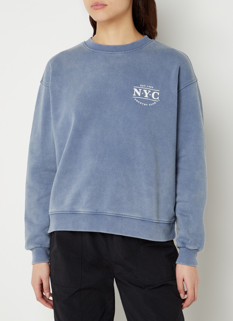 America Today - Shelly sweater van katoen met print - Lila