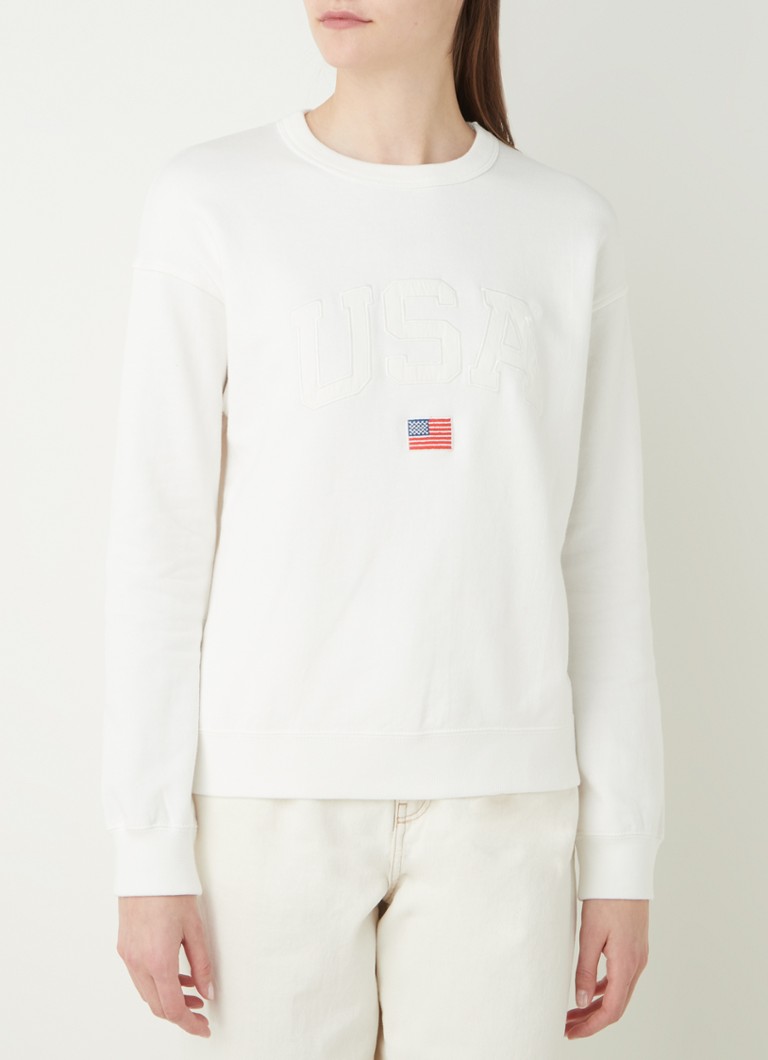 America Today - Soel sweater met borduring - Gebroken wit