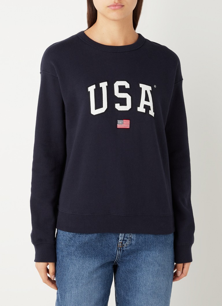 America Today - Soel sweater met patches - Donkerblauw