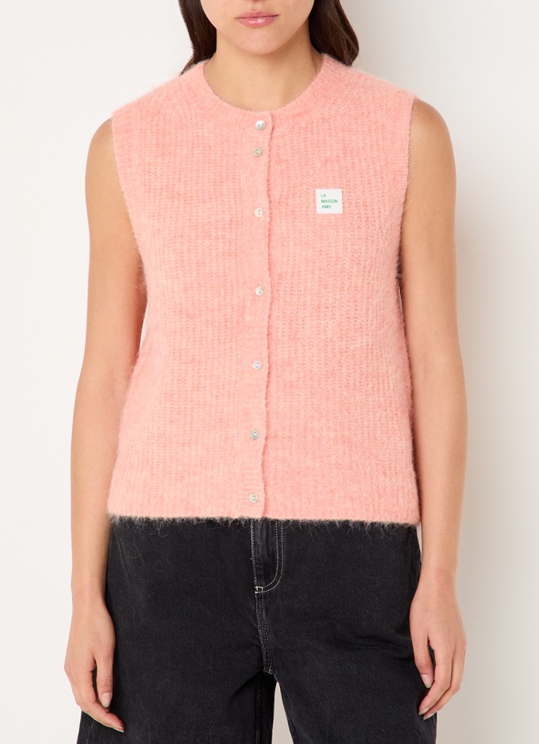 American Vintage - Fijngebreid gilet in alpaca wolblend - Abrikoos