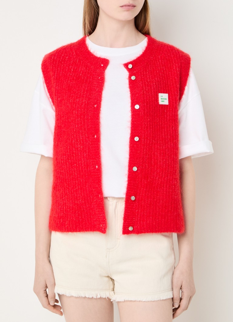 American Vintage - Fijngebreid gilet in alpaca wolblend - Rood