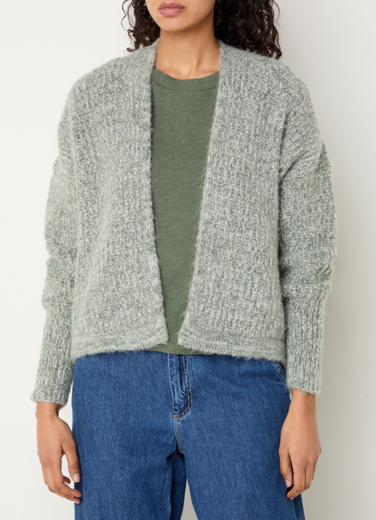 American Vintage - Grofgebreid vest in alpaca wolblend met gemêleerd dessin - Legergroen