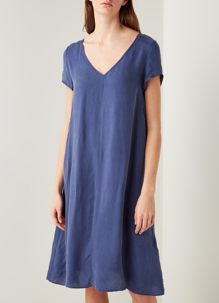 American Vintage Nono Midi Jurk Met V Hals Middenblauw De