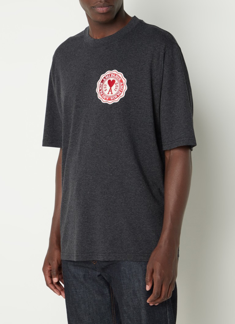 Ami - T-shirt met logo - Donkergrijs