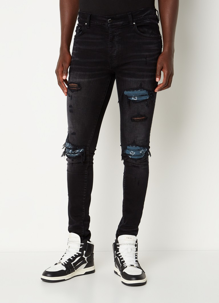 AMIRI - Bandana MX1 skinny fit jeans met ripped details - Zwart