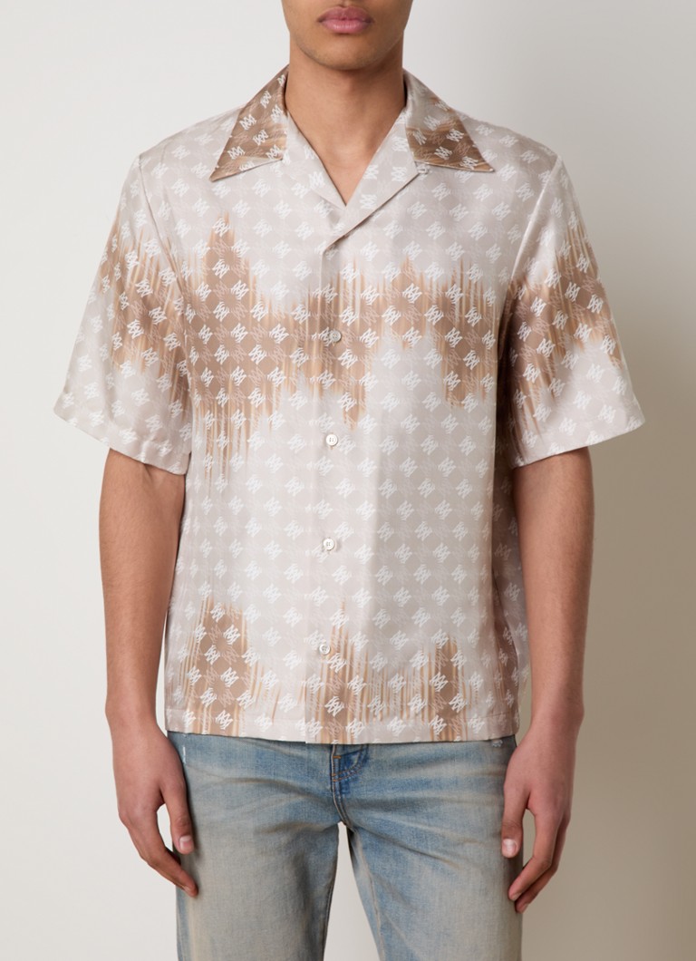 AMIRI - Comfort fit overhemd van zijde met logoprint - Camel