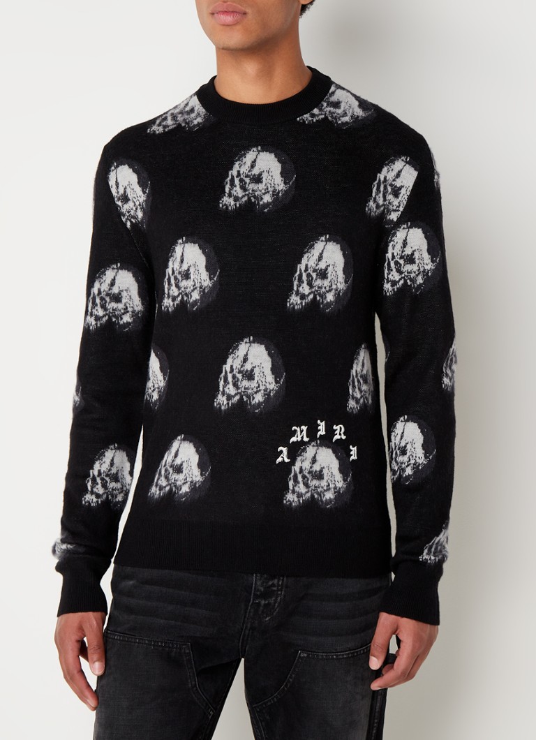 AMIRI - Fijngebreide pullover van wol met print - Zwart