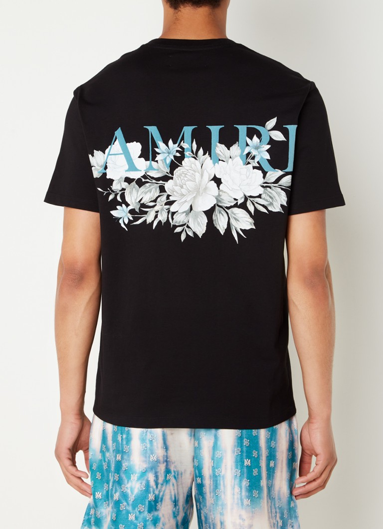 AMIRI Floral T-shirt met front- en backprint • Zwart • de Bijenkorf