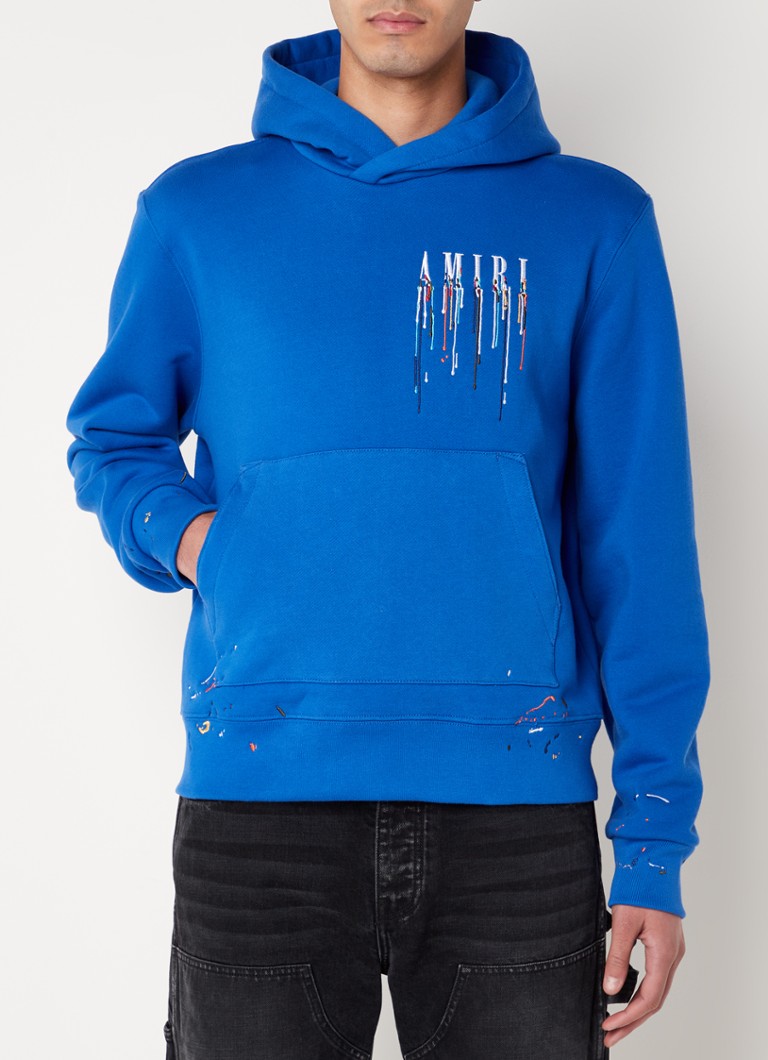 AMIRI Paint Drip Core Logo hoodie met logoborduring • Kobaltblauw •