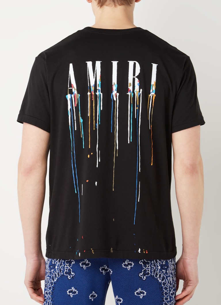 AMIRI Paint Drip Core Tshirt met logo en backprint • Zwart • de Bijenkorf
