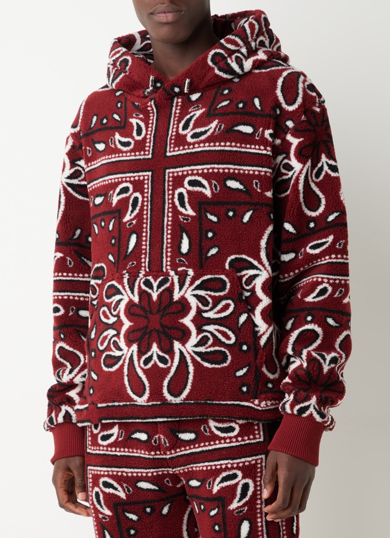 AMIRI - Printed Bandana hoodie van fleece met paisley dessin - Bordeauxrood