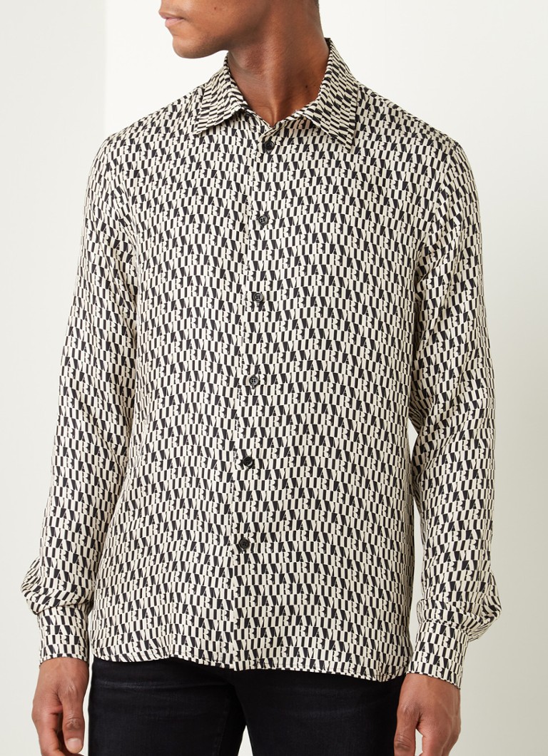 AMIRI - Regular fit overhemd van zijde met all over logoprint - Gebroken wit