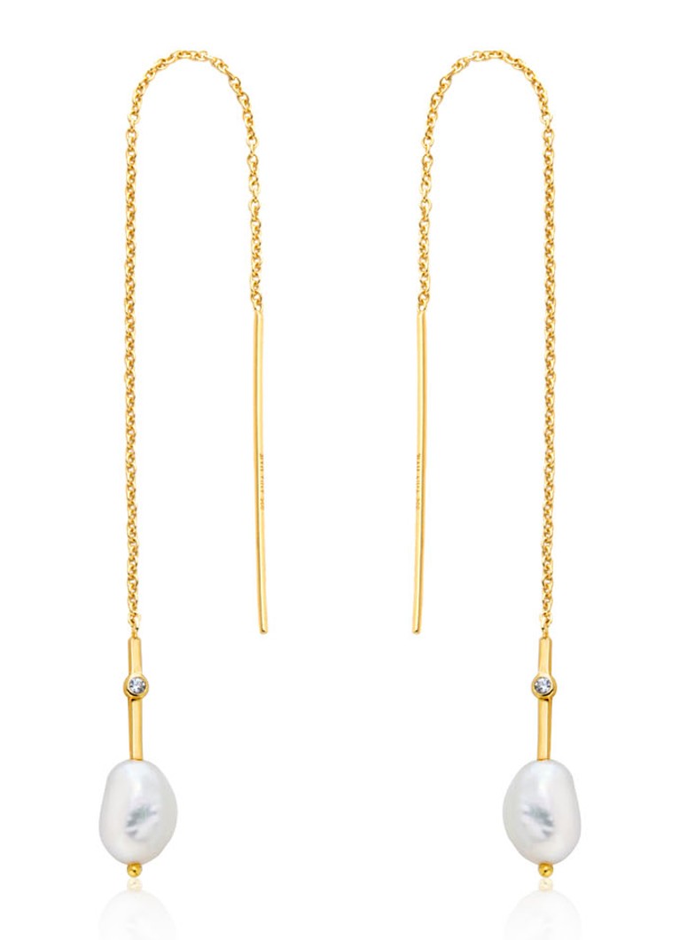 Ania Haie - Pearl Threader oorstekers met parel - Goud