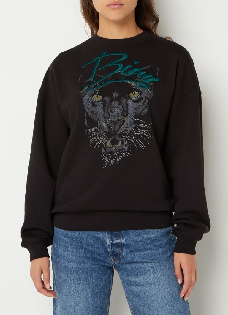 Anine Bing - Sweater met logoborduring en backprint  - Zwart