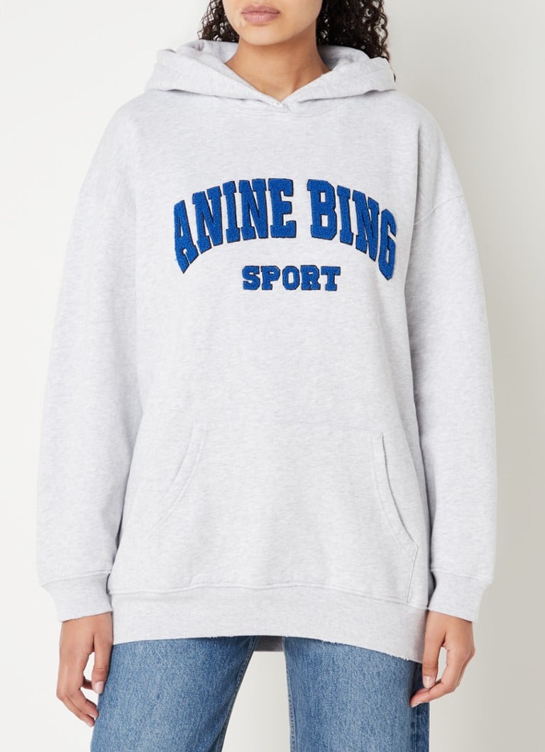Anine Bing Tyler oversized hoodie met logoborduring • Grijsmele • de ...