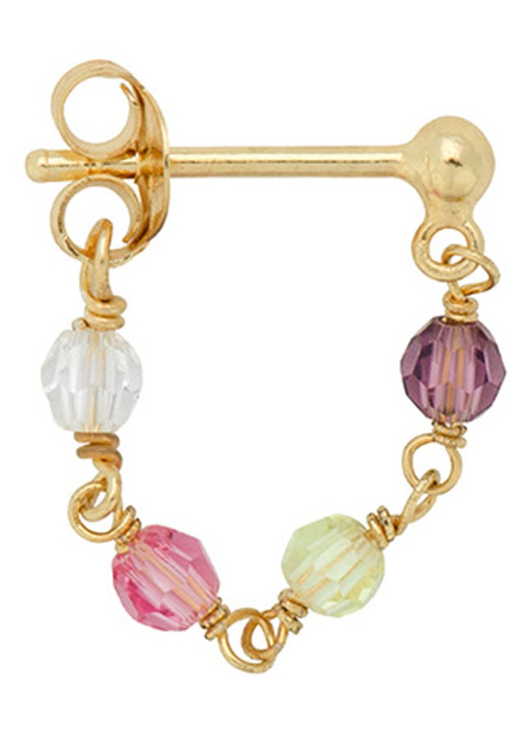 Anna + Nina - Single Confetti Chain oorring verguld - Goud