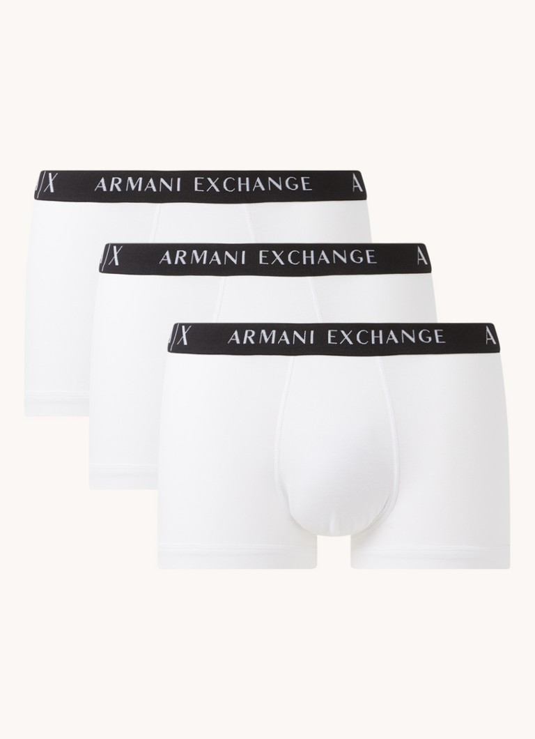 Armani Exchange - Boxershorts met logoband in 3-pack - Wit