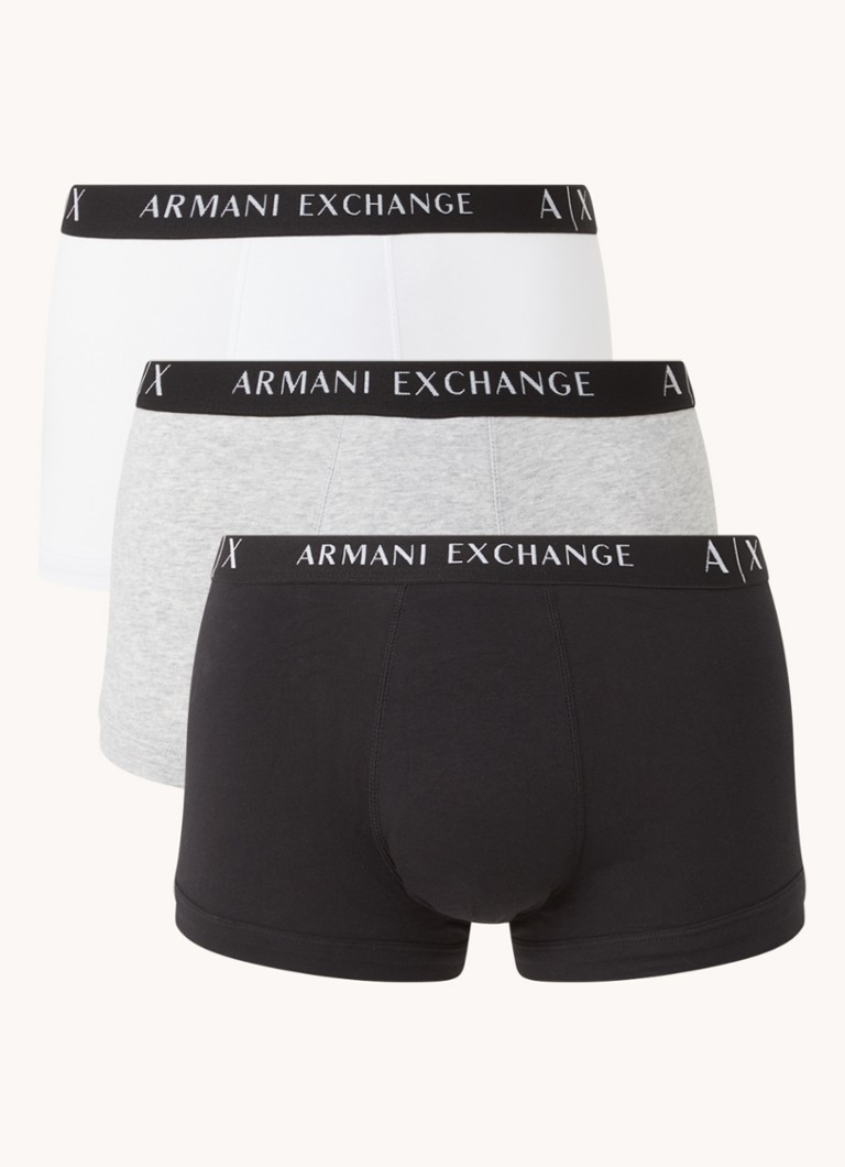 Armani Exchange - Boxershorts met logoband in 3-pack - Grijsmele
