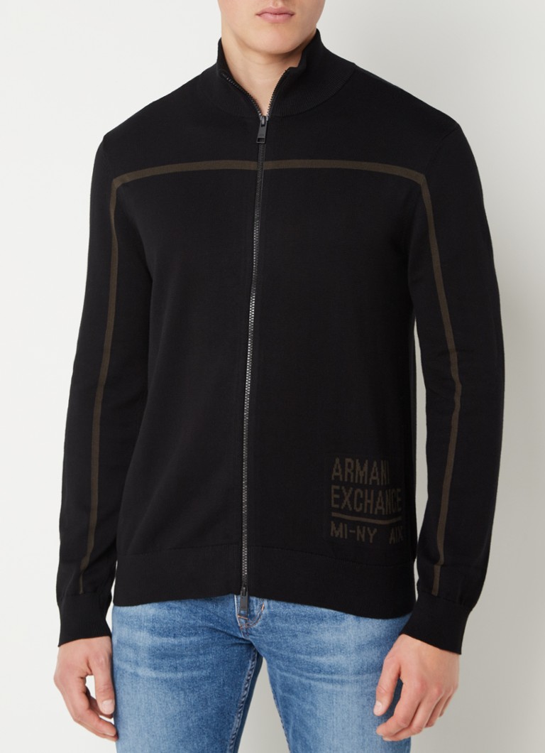 Armani Exchange Fijngebreid vest met logoprint • Zwart • de Bijenkorf