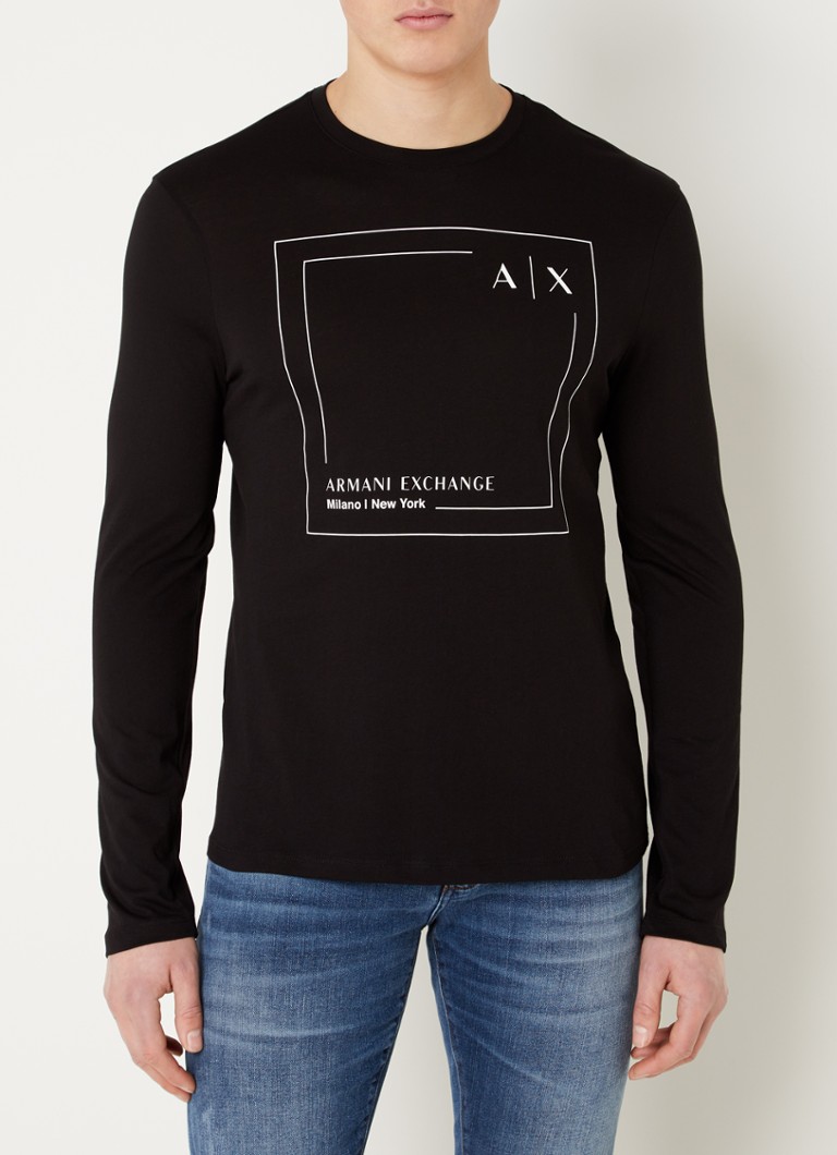 Armani Exchange - Longsleeve met logoprint - Zwart