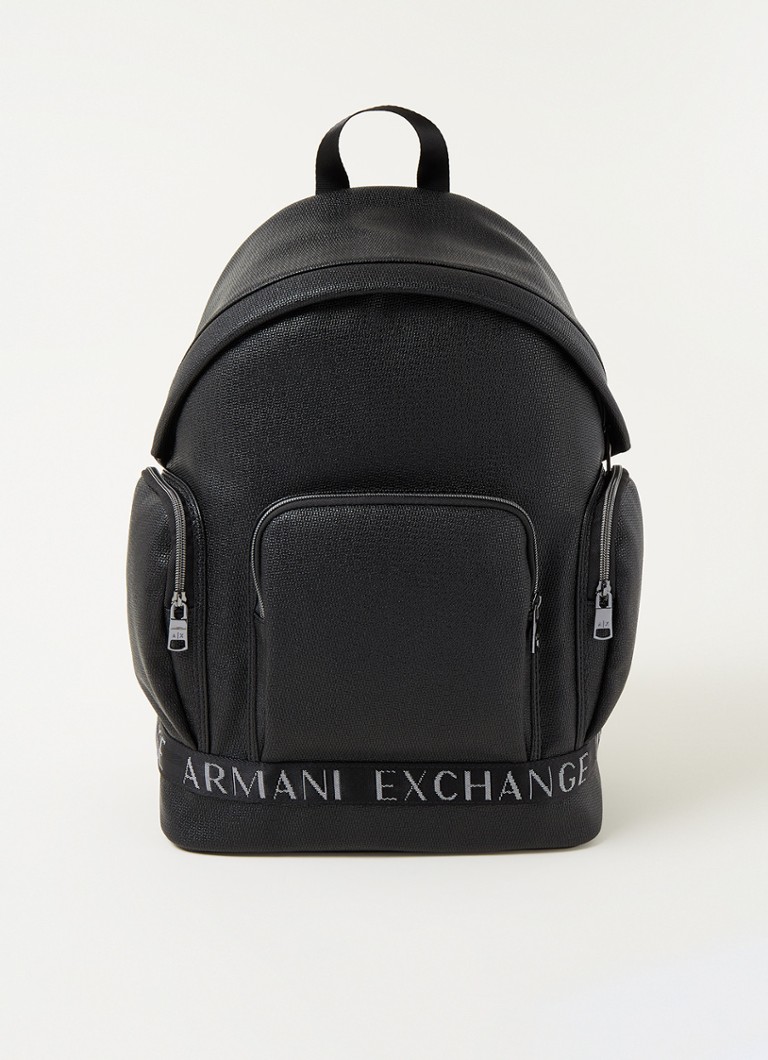 Armani Exchange  - Rugzak met logo en structuur - Zwart
