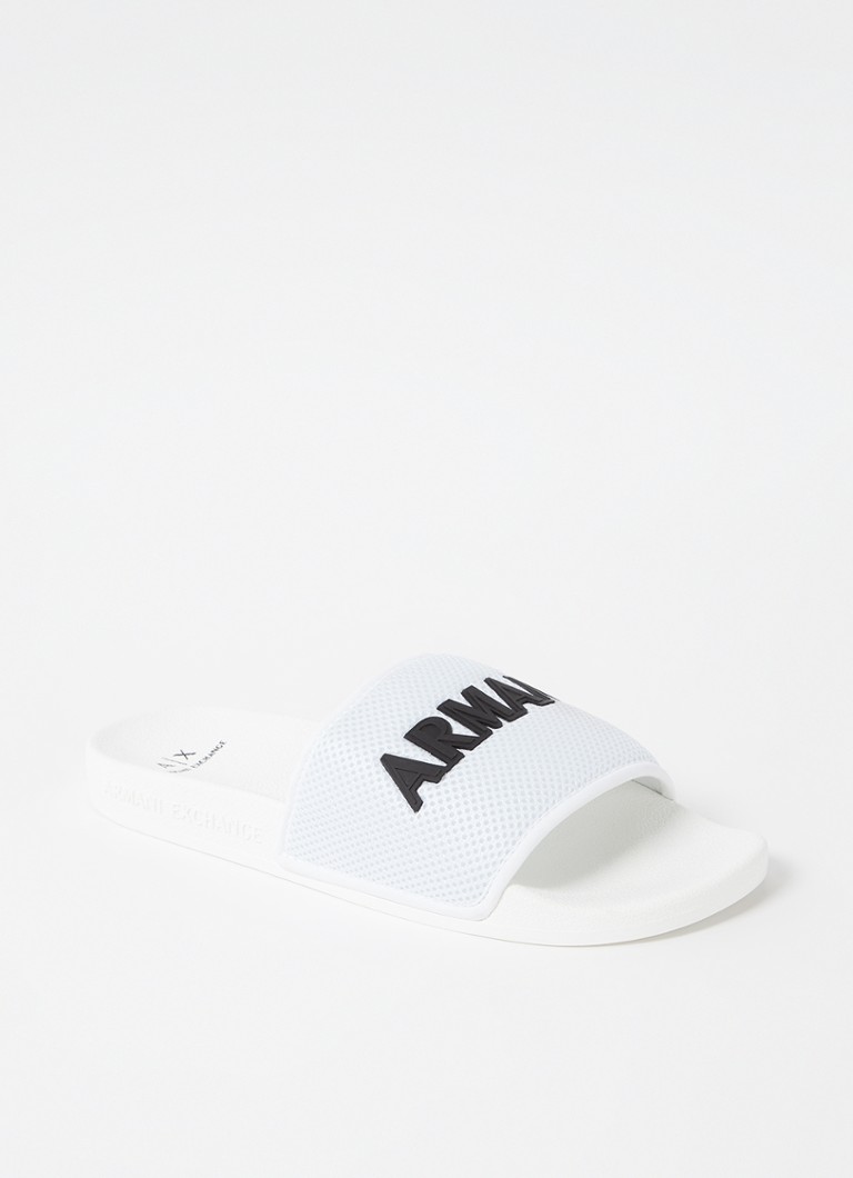 Armani Exchange - Slipper van mesh met logo - Gebroken wit