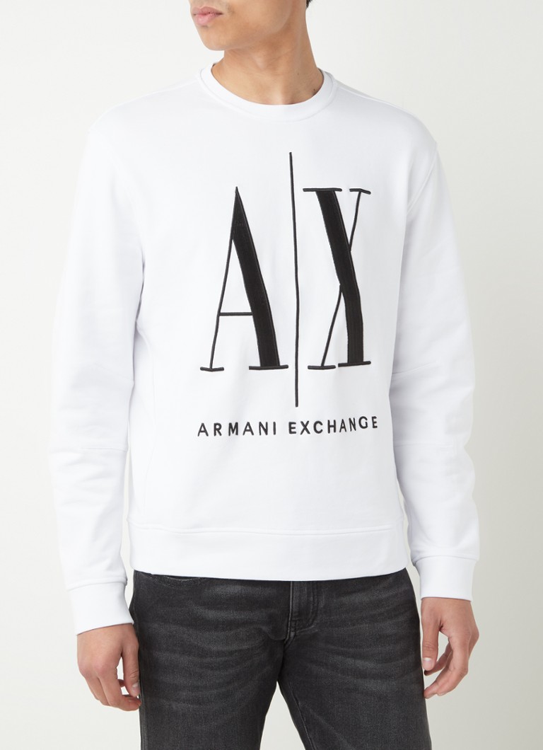 Armani Exchange - Sweater met logoborduring - Wit